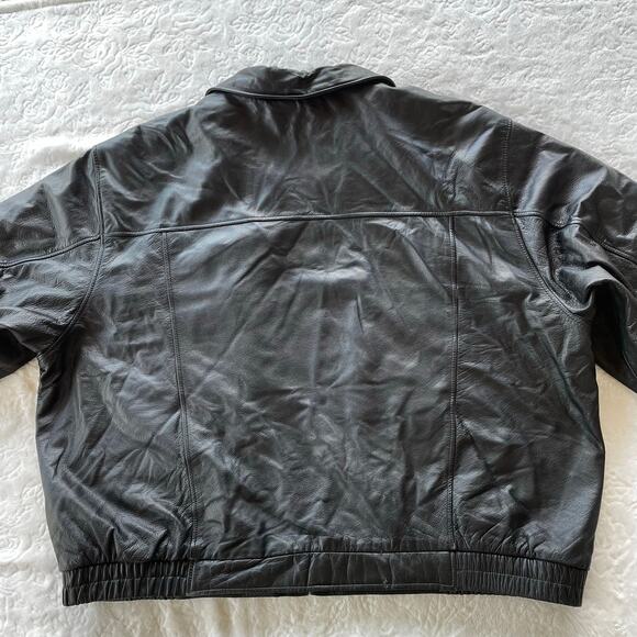 🔥Vintage Croft & Barrow Soft Leather Bomber Jacket Classic Biker Mens Size XXL - Picture 4 of 16